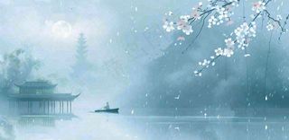 雨水春分背景清明清明节清明节唯美古风意境山水风景插画海报背景