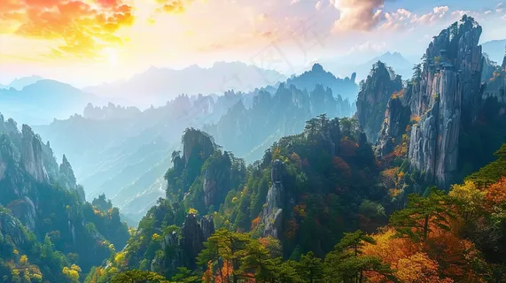 清晨日出朝霞云层山川摄影图 清晨日出朝霞云层山川摄影图