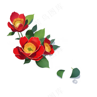 红色 海棠花 手绘 免抠 素材8