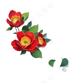 红色 海棠花 手绘 免抠 素材8