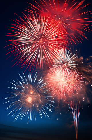 烟花五颜六色的烟花庆典新年节日暮色的天空背景摄影图