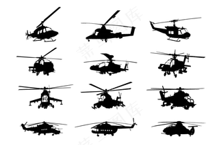 飞机剪影矢量素材