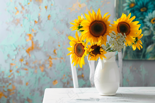 向日葵向阳鲜花摄影图