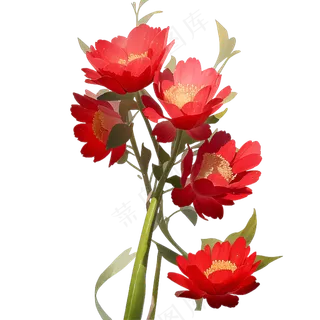 红色海棠花写实手绘练习作品12