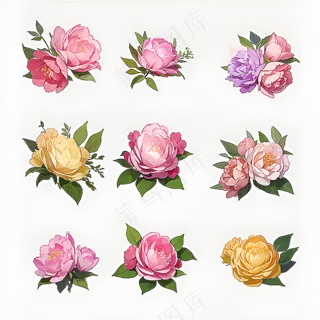 红色黄色粉色玫瑰花免抠素材86