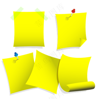 黄色便签纸装饰元素矢量免扣AI素材