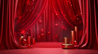 中国风红色婚庆节日年会舞台产品展示台创意图3D建模摄影图