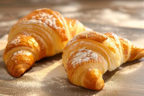 牛角包面包可颂甜点美食摄影图