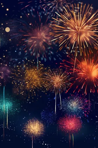 烟花五颜六色的烟花庆典新年节日暮色的天空背景摄影图