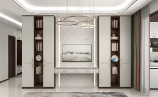 新中式风格客厅高柜效果图