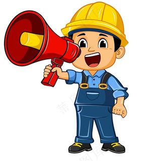 劳动工人安全帽喇叭人物插画免抠
