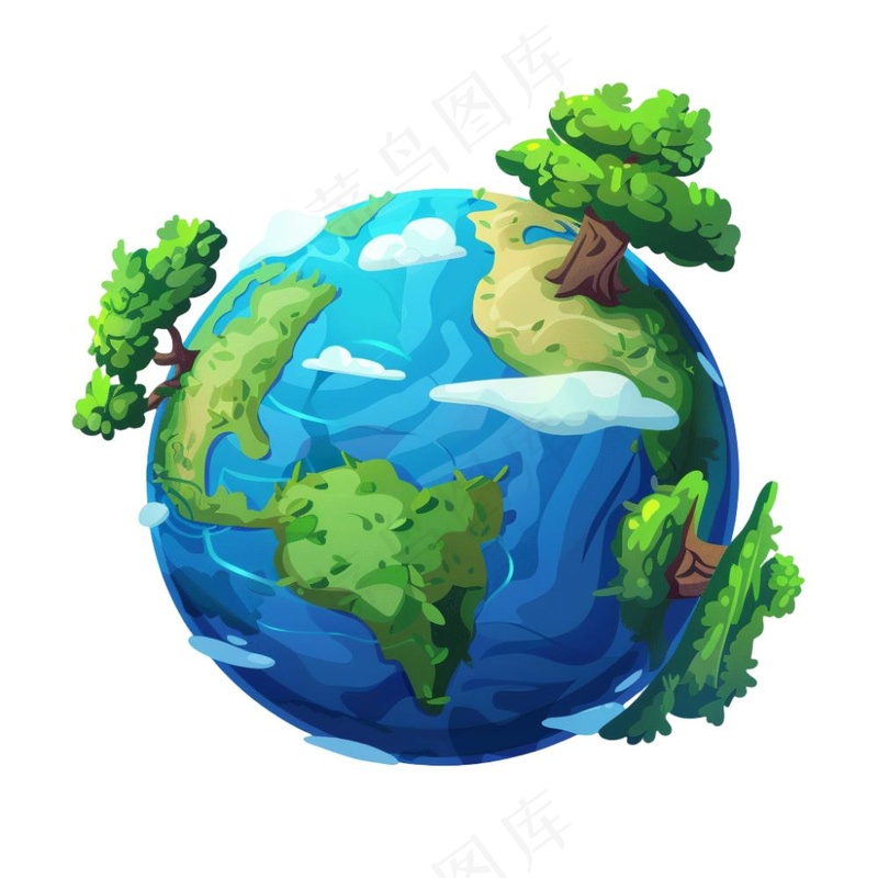 世界地球保护环境绿色卡通插画免抠