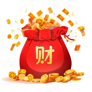 大吉卡通新年福袋金元宝简约福袋金子金币国潮新年元素免抠