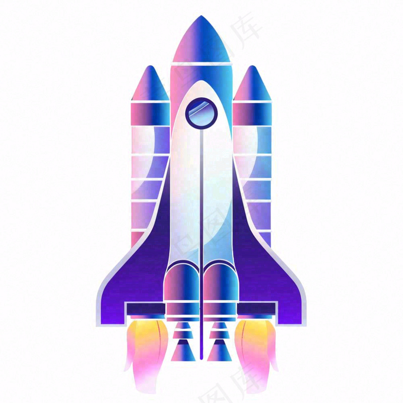 火箭太空航空卡通插画免抠(1024x1024)