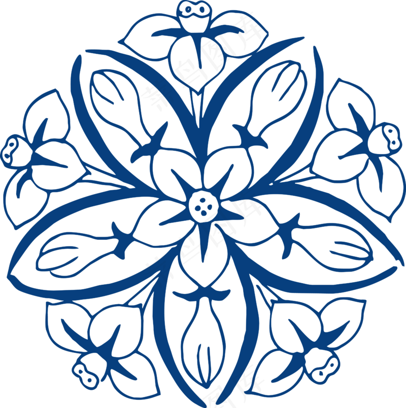 古代青花瓷图案花纹中国风图案祥云纹理传统图腾PNG免扣素材