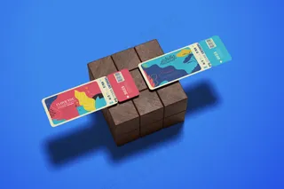 蓝色背景长方形可撕门票样机9