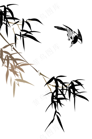 中国风水墨竹子图片古风竹叶竹林水彩手绘插画PNG免扣设计
