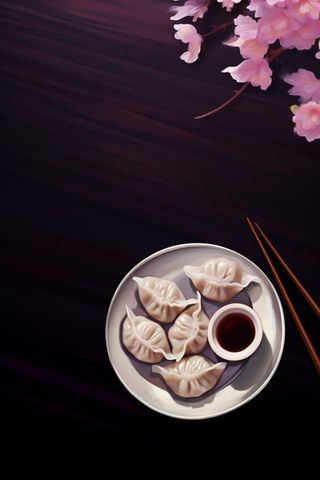 唯美国风饺子背景