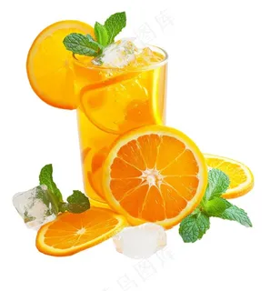 橙汁冰镇饮料水果茶免抠
