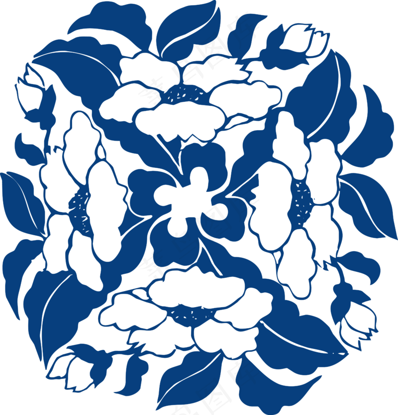 古代青花瓷图案花纹中国风图案祥云纹理传统图腾PNG免扣素材