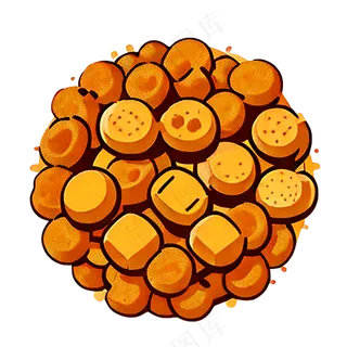 炸鸡年糕简笔画简约食物