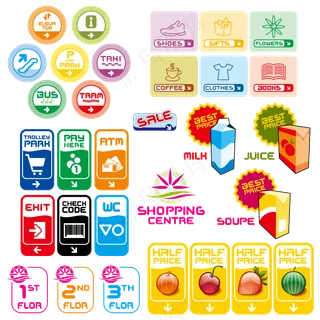 彩色购物标志装饰元素矢量素材