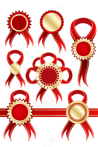 红色丝带装饰元素矢量免扣AI素材