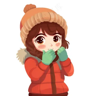 冬天穿棉袄女孩可爱卡通插画免抠