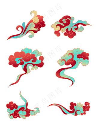 国潮敦煌云纹祥云插画免扣素材 (151)