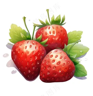 美味草莓可口卡通插画免抠