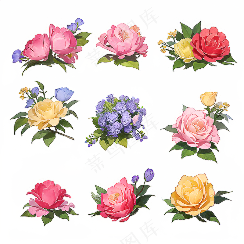 红色黄色粉色玫瑰花免抠素材91