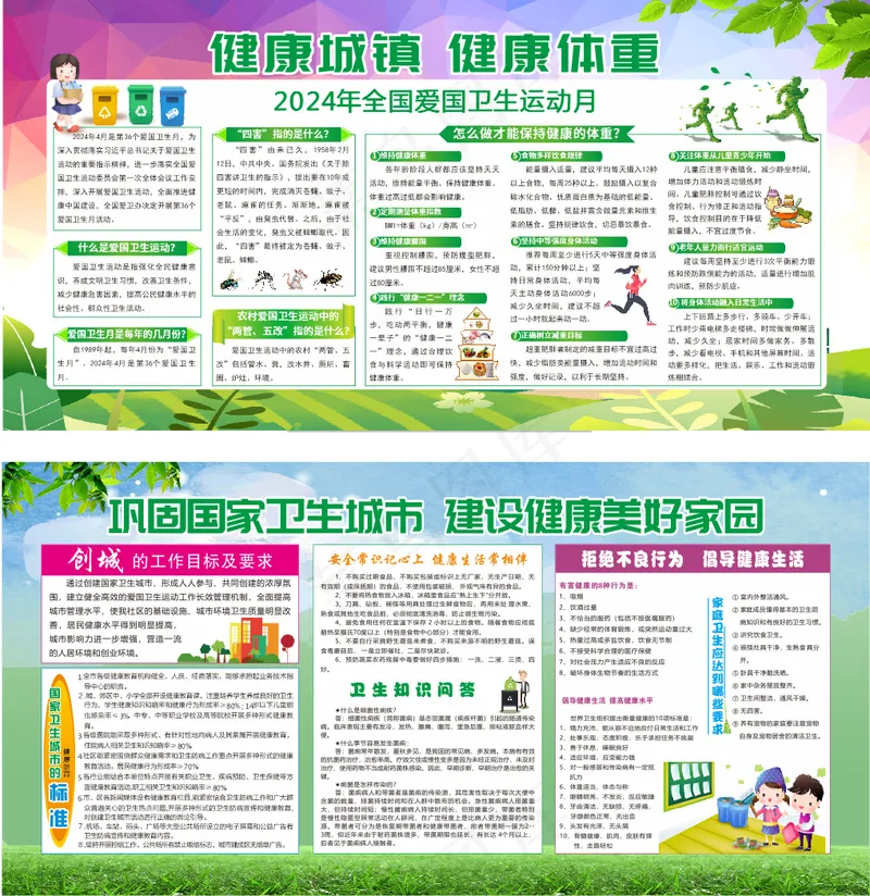 2024全国爱国卫生运动展板cdr矢量模版下载