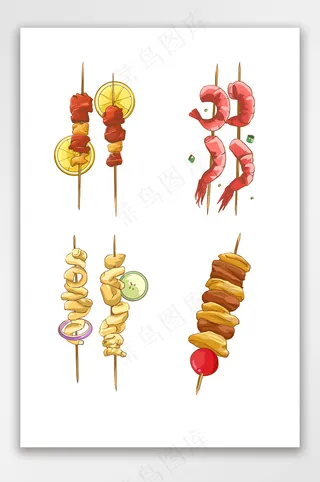 烤串烧烤国潮手绘串串烧