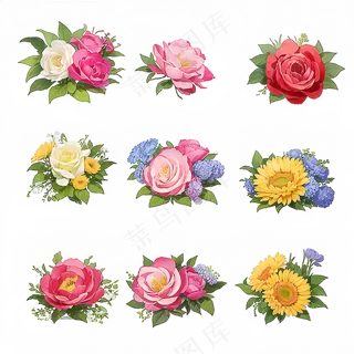 红色黄色粉色玫瑰花免抠素材200