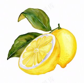 柠檬水果水彩插画免抠