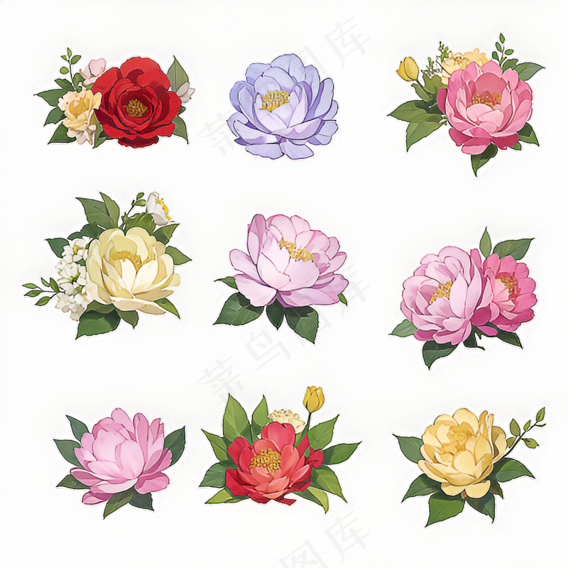 红色黄色粉色玫瑰花免抠素材50