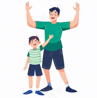 一对父子爸爸儿子父亲节人物卡通插画免抠