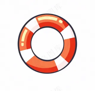 游泳圈救生圈卡通插画免抠