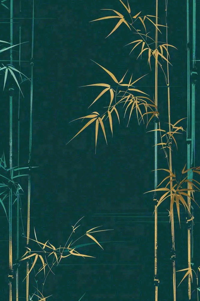 墨绿竹林青山端午清明淡雅水墨国风插画背景(896x1344)