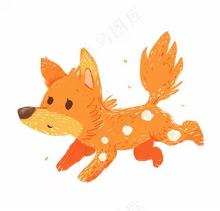 快乐小狗柯基柴犬卡通插画免抠