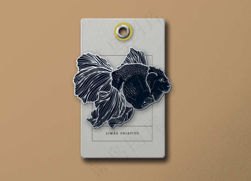 简约背景鎏金金属挂件样机5