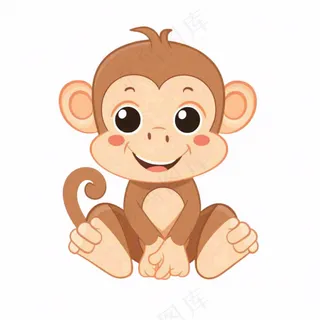 猴子可爱动物卡通插画免抠