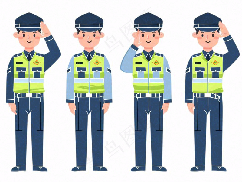 警察交警劳动人物卡通插画免抠(1232x928)