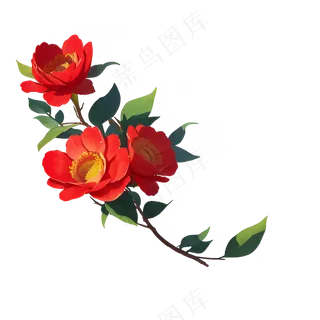 红色 海棠花 手绘 免抠 素材6