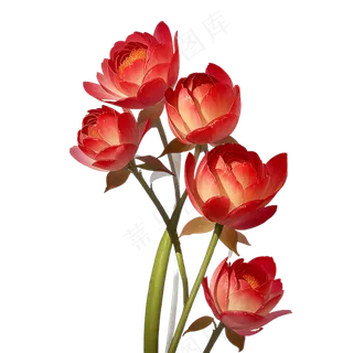 红色海棠花写实手绘练习作品13