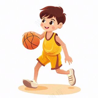 打篮球运动男孩少年卡通插画免抠