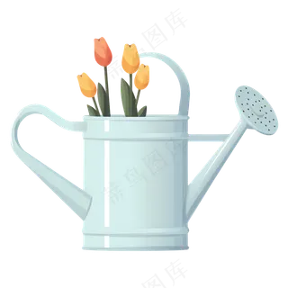 免抠一个蓝色带花的水壶