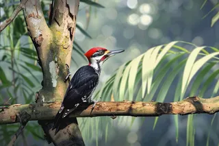 小鸟站在树枝上摄影图