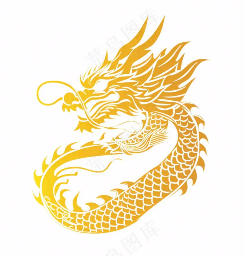 金龙龙形线性插画免抠(1024x1072)