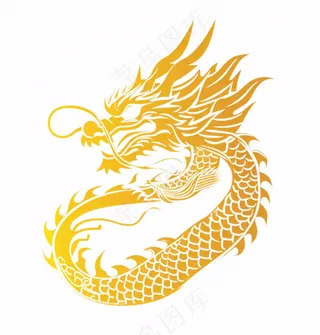 金龙龙形线性插画免抠